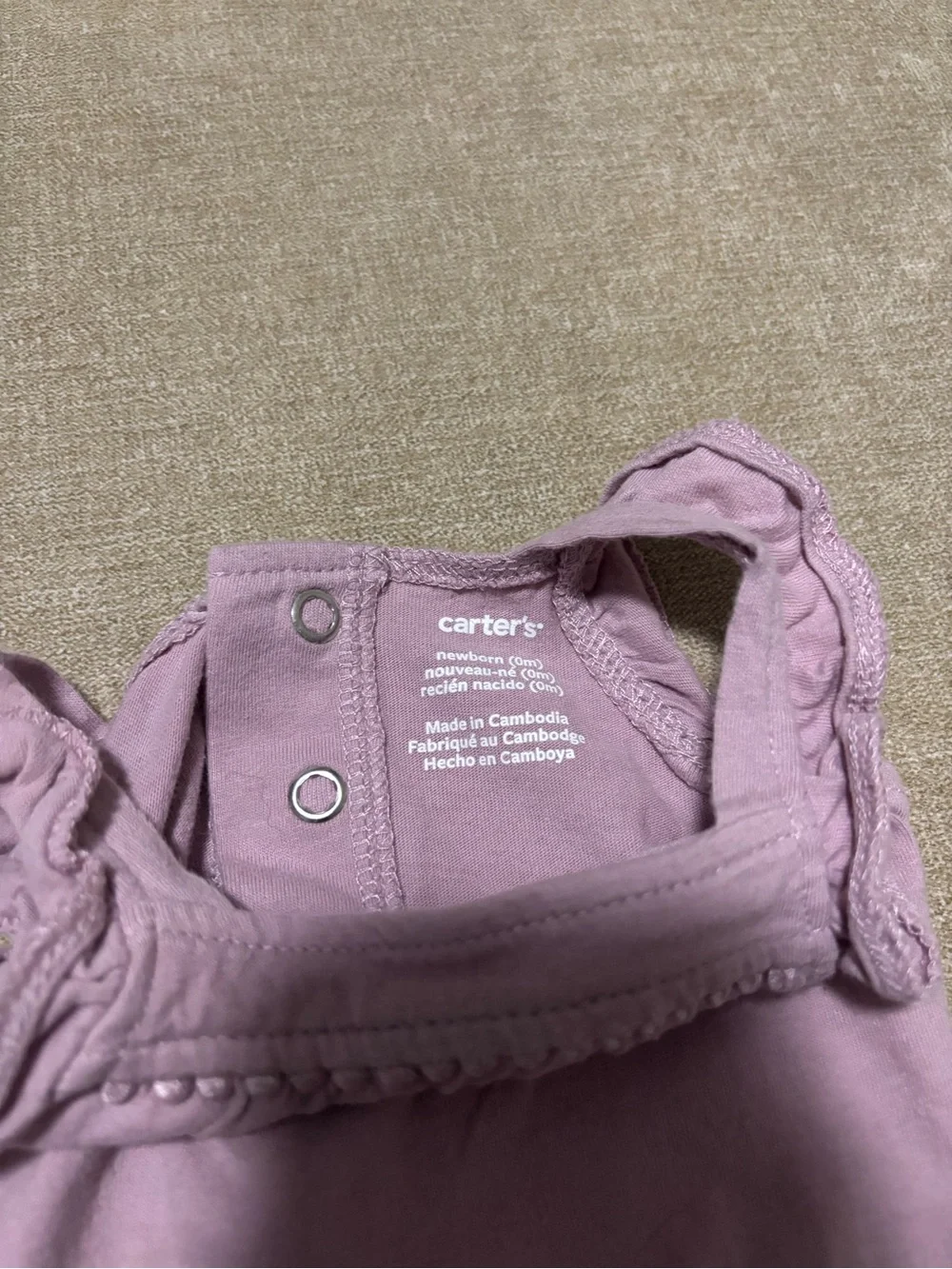 Carter's Lilac Ruffle Shoulder One-Piece Bodysuit